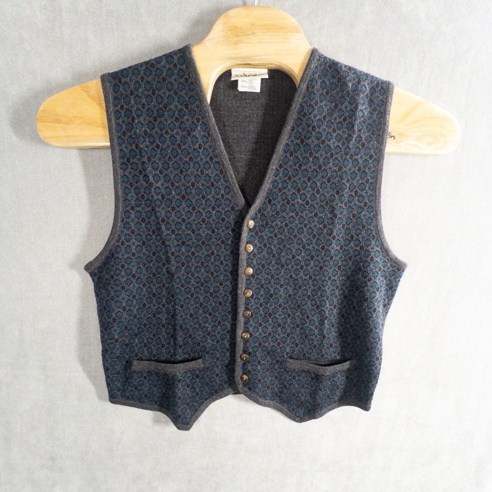 Vtg Nani Bon Button Front Double Pocket Wool Vest Mens Medium Made In Italy